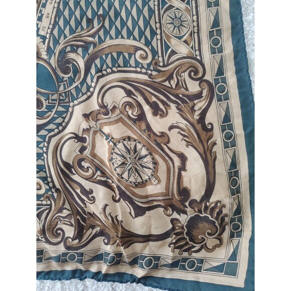 ELLEN TRACY Designer Discover Map Silk Scarf 34“ Square - Picture 2 of 15